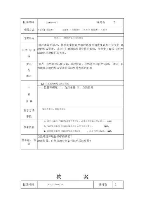 国际贸易地理教案