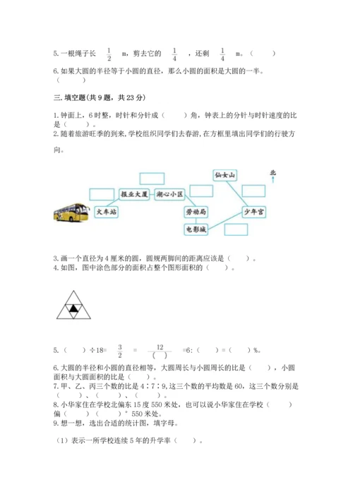 人教版六年级上册数学期末测试卷及参考答案【培优b卷】.docx