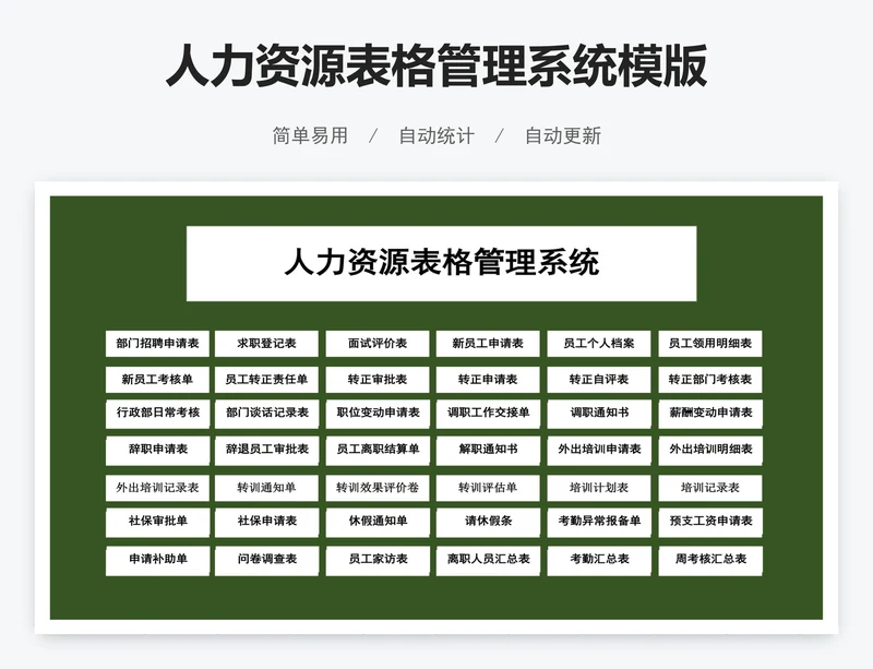 人力资源表格管理系统模版