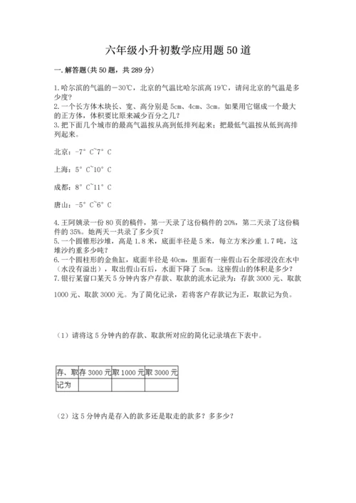 六年级小升初数学应用题50道精品（名师推荐）.docx