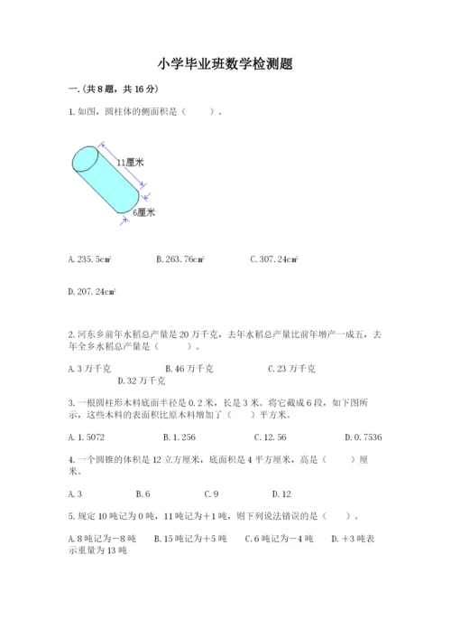 小学毕业班数学检测题及参考答案【满分必刷】.docx