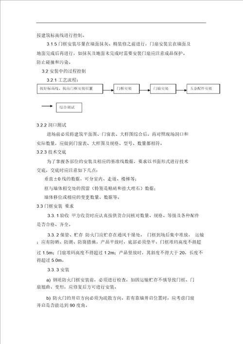 钢质防火门安装施工组织方案