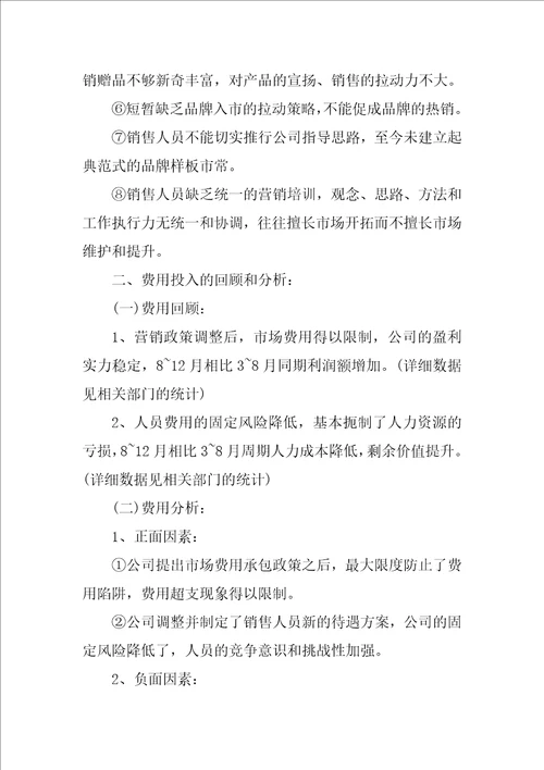 销售经理个人工作总结范文精选