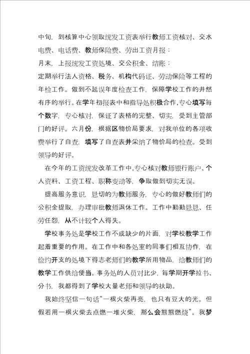 学校担任会计个人工作总结
