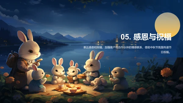 蓝色插画卡通中秋节主题营销活动PPT模板