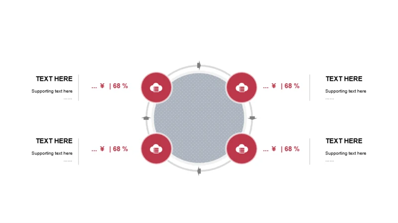 红色圆形扁平4项PPT循环