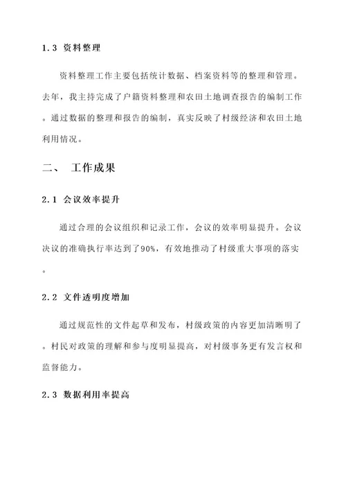 村支书文书工作总结报告