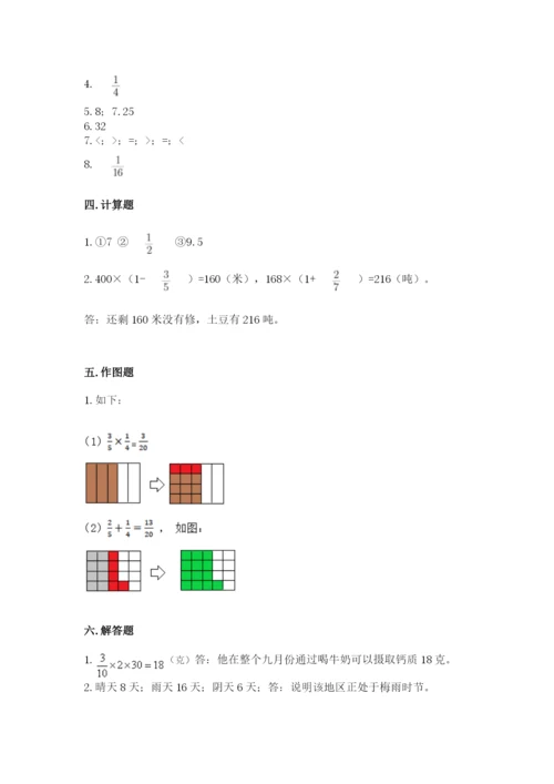 西师大版六年级上册数学第一单元 分数乘法 测试卷附答案（突破训练）.docx