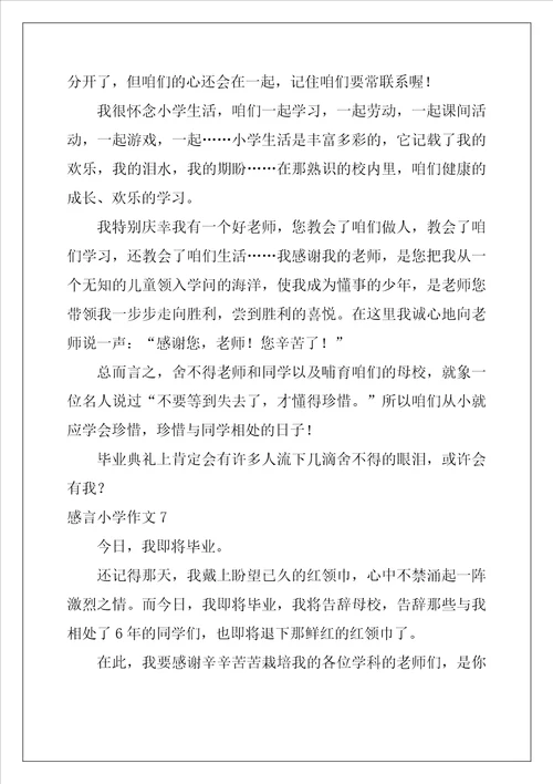 感言小学作文