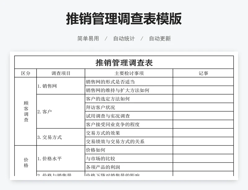 推销管理调查表模版