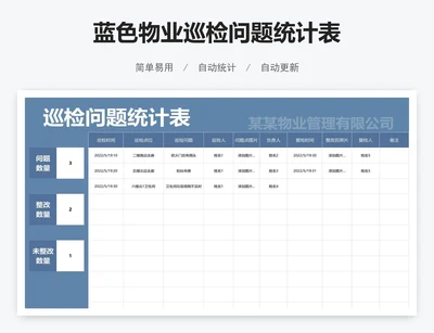 蓝色物业巡检问题统计表