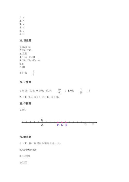 张家口市阳原县六年级下册数学期末测试卷精品.docx
