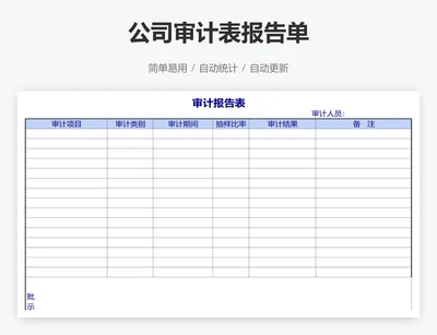 公司审计表报告单