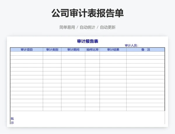 公司审计表报告单