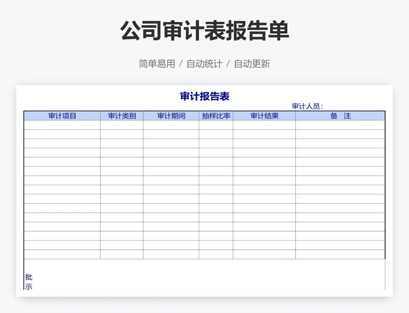公司审计表报告单
