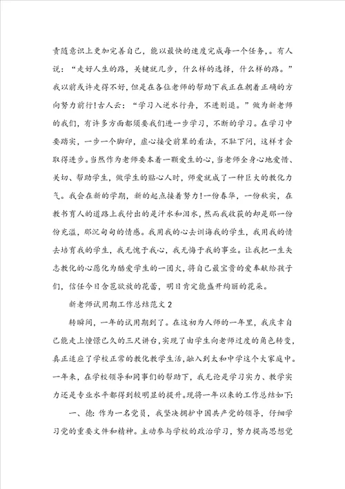 新教师试用期工作总结范文8篇
