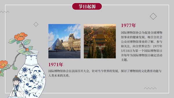 简约古典实景世界博物馆日节日科普PPT模板