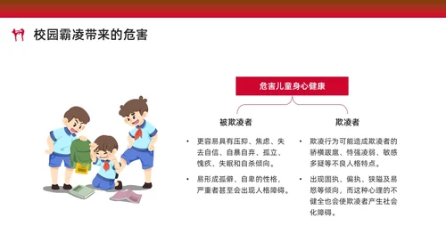 红色水彩简约预防校园欺凌家长会PPT课件