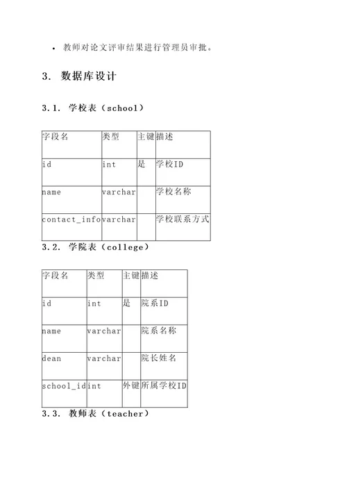 毕业设计管理系统设计方案