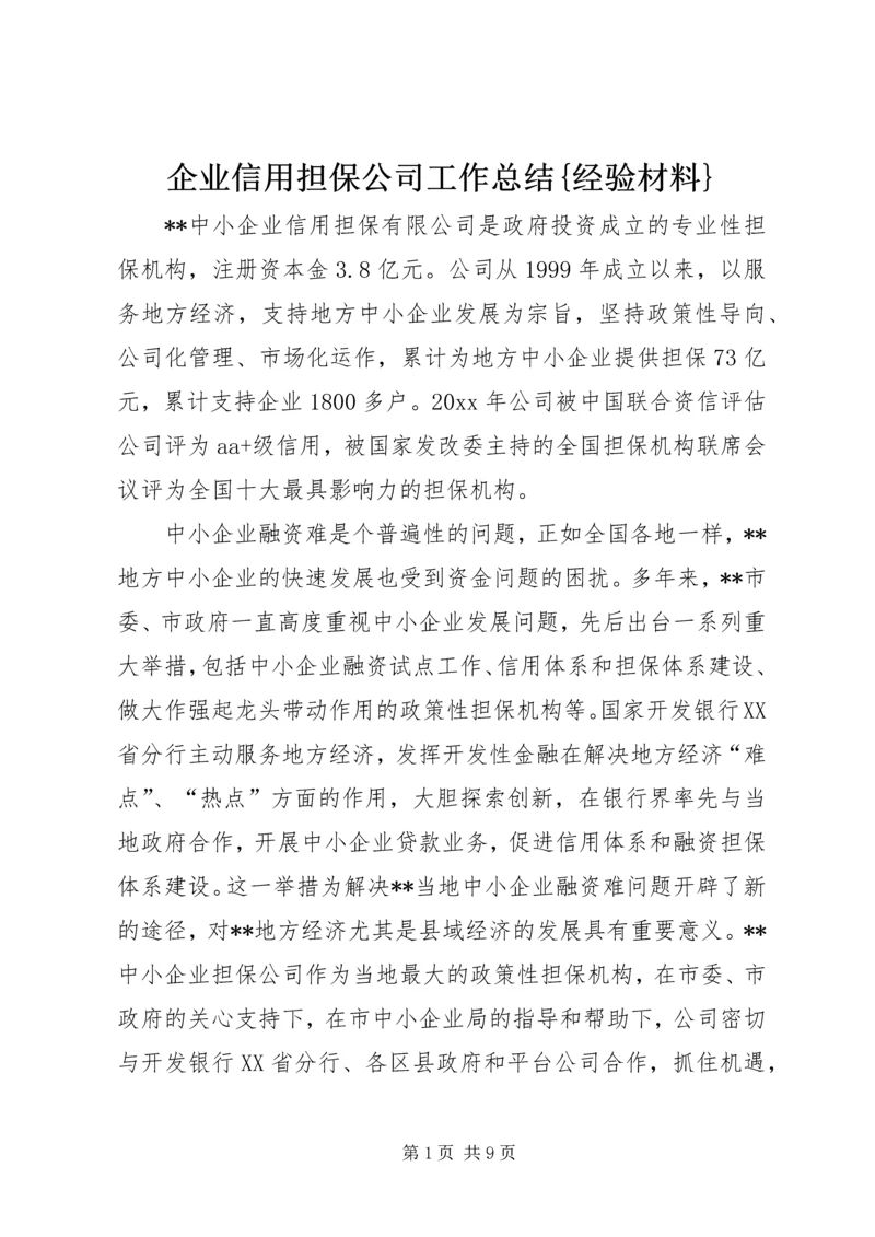企业信用担保公司工作总结{经验材料}.docx