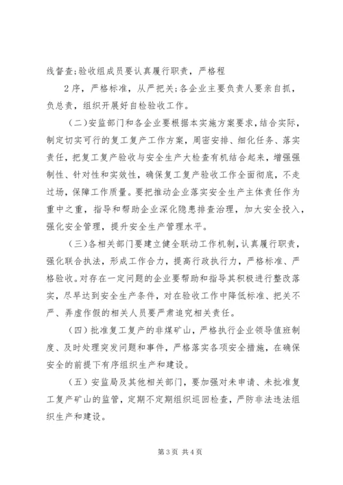 非煤矿山复工复产验收方案.docx