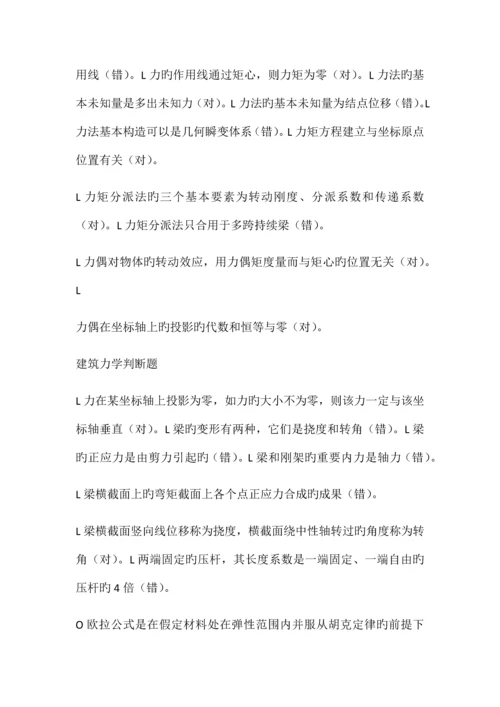 2023年建筑力学电大汇总.docx