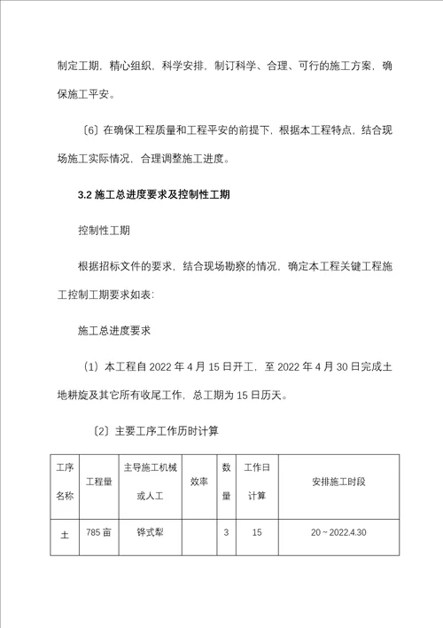 最新土地机旋耕旋施工组织设计