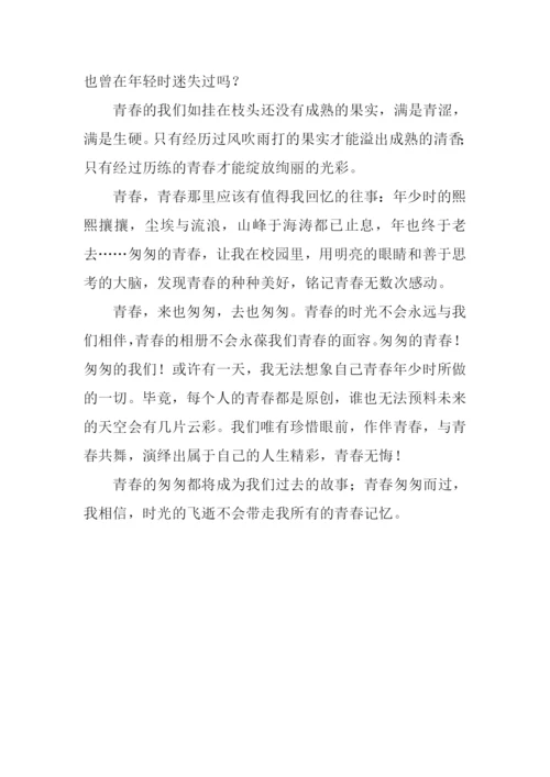 匆匆的青春作文800字.docx