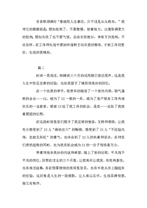 公司新职员个人试用期工作总结三篇