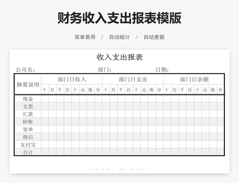 财务收入支出报表模版