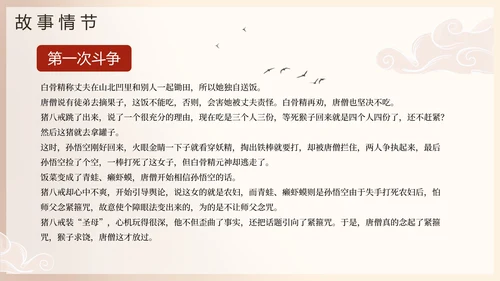 手绘古风四大名著西游记三打白骨精导读PPT模板
