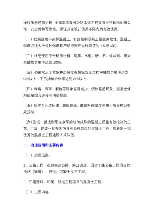 关于印发江苏省公路水运工程混凝土质量通病治理活动实施方案的13页