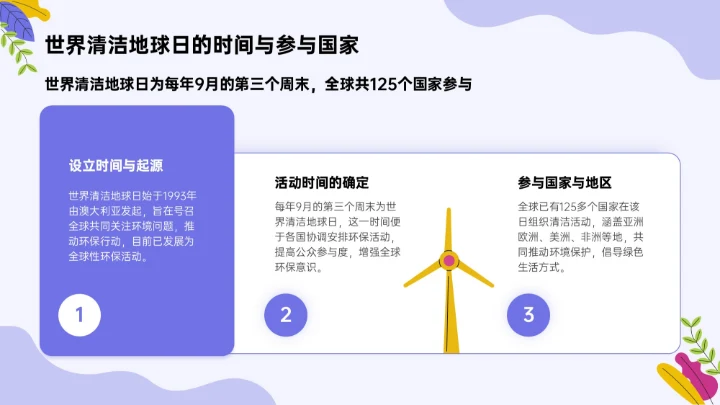 紫色插画风世界清洁地球日环保科普PPT模板