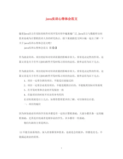 精编java实训心得体会范文.docx