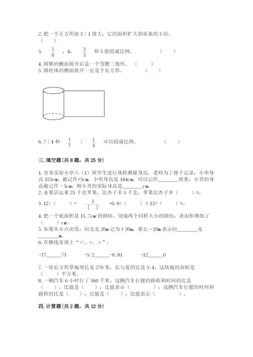 北京市石景山区六年级下册数学期末测试卷标准卷.docx