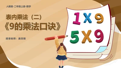 黄色扁平风二年级数学乘法口诀课件PPT模板