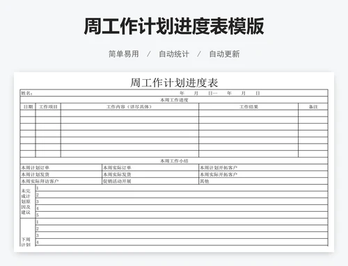 周工作计划进度表模版