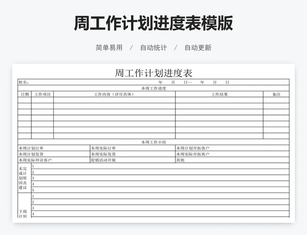 周工作计划进度表模版