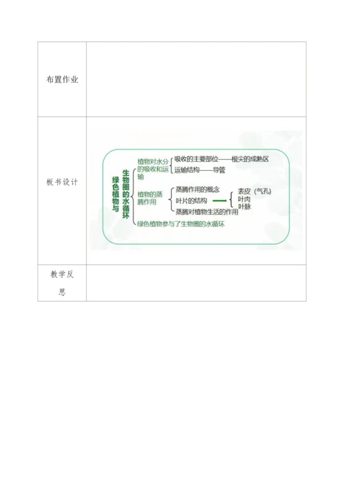 3.3绿色植物与生物圈的水循环教学设计