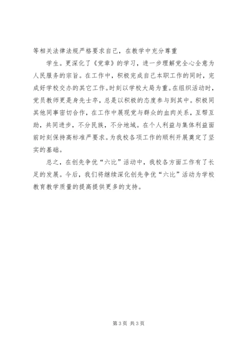 乡镇开展六比六争活动情况汇报.docx