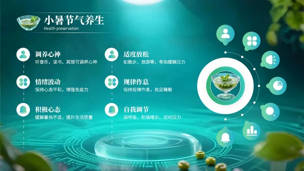 绿色创意风小暑节气讲解节气知识PPT模板