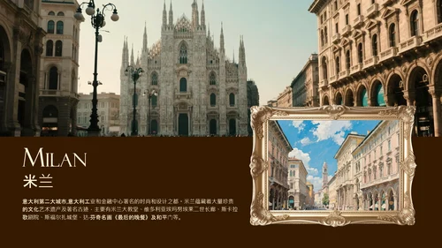 暗金色画册式欧洲旅行攻略PPT模板