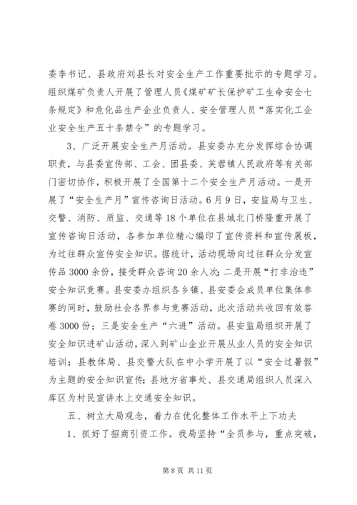 安全生产监督管理局安全生产工作汇报.docx