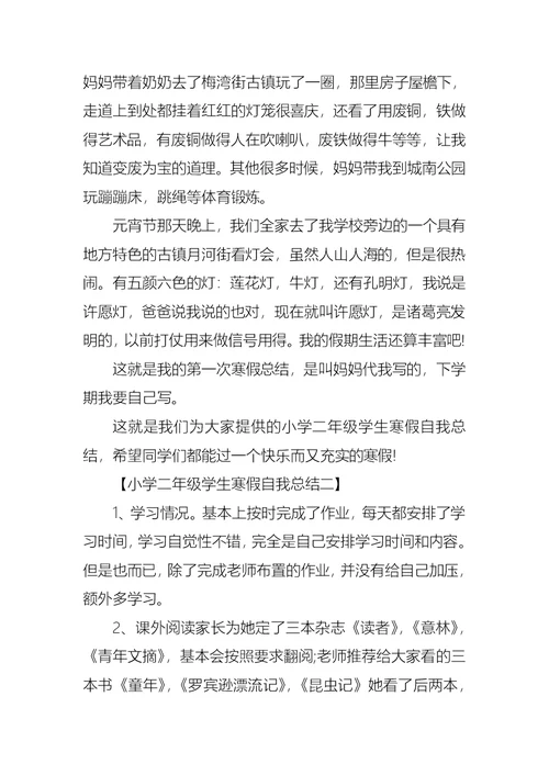 小学二年级学生寒假自我总结