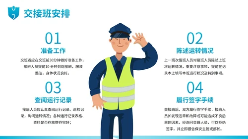 扁平卡通插画保安礼仪企业培训PPT模板