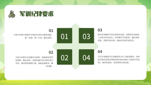 青春在此启程新生军训，绿色迷彩通用PPT模板