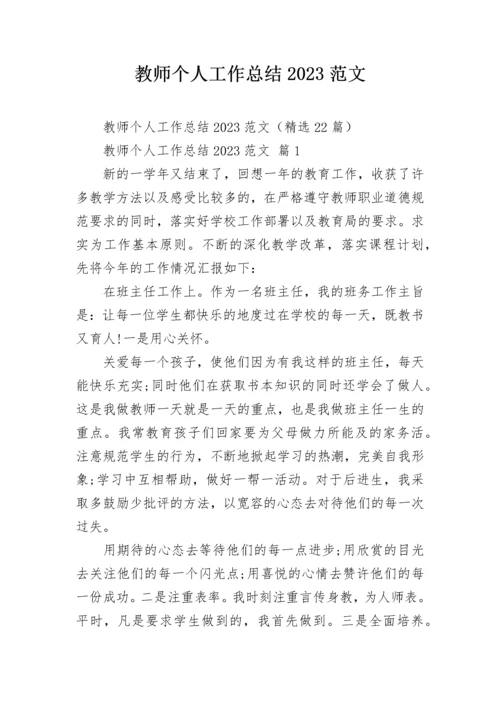 教师个人工作总结2023范文.docx