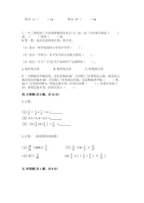 2022人教版六年级上册数学期末测试卷（实验班）.docx