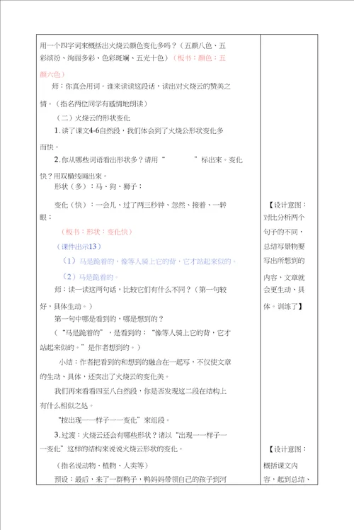 24.火烧云表格式教学设计 备课素材 课后作业含答案