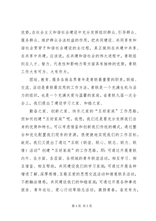 在省直机关青联成立大会上的讲话.docx